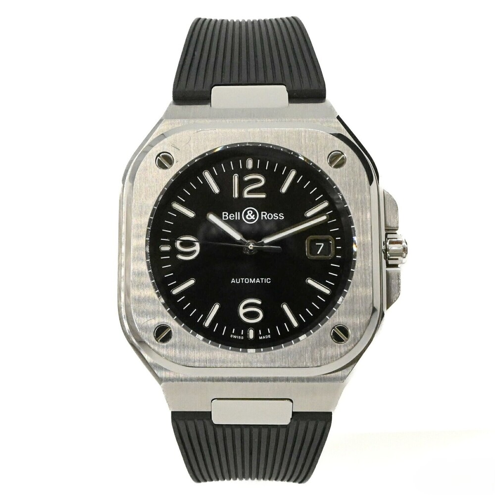 Bell & Ross BR05 Automatic Watch, Black Dial, Gray Stainless Steel, Rubber Strap